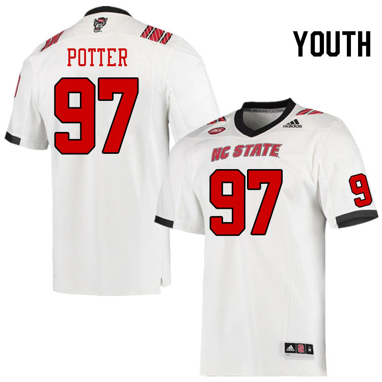 Youth #97 Noah Potter North Carolina State Wolfpacks College Football Jerseys Stitched-White
